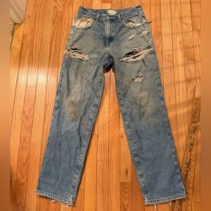 VTG L.L. Bean Distressed Stained Faded Patched Worn Thrash Flannel lined Jeans